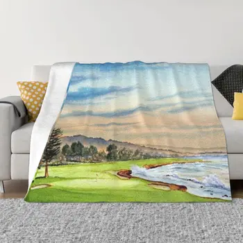 Pebble Beach голф игрище 18-та дупка хвърлят одеяло одеяло за бебе луксозен дизайнер одеяло космати