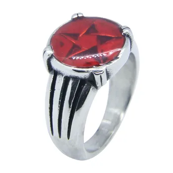  Red Star пръстен 316L неръждаема стомана нова мода жени мъжки хладно звезда пръстен размер 7 ~ 12