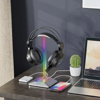 RGB слушалки дисплей стойка USB2.0 тип-C2.0 главата монтирани слушалки стойка багажник сменяеми десктоп организатор за универсални слушалки