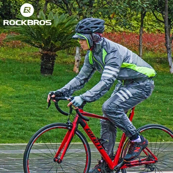 ROCKBROS 100% водоустойчив колоездачен дъждобран Мъже жени електрически велосипед преносим отразяващ колоездачен джърси MTB пътно велосипедно оборудване