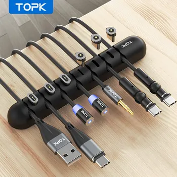 TOPK L35 кабел организатор магнитен щепсел кутия силиконов кабел навиване гъвкави кабел управление клипове за мишка слушалка