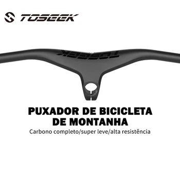 TOSEEK 2023 Ултралеки пълни въглеродни кормило 28.6mm-17 градуса планински велосипед плосък бар 600 ~ 700 70/80/90/100mm MTB велосипедни части