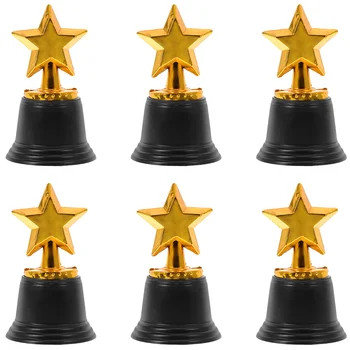 Toyvian Детски играчки Star Trophy Awards Pack 6 Bulk 4.8 Inch Gold Award Трофеи Детско парти Благоприятства Реквизит Награди Спечелване