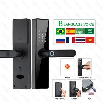 TUYA WIFI пръстови отпечатъци заключване карта парола ключ смарт врата заключване безключов вход дома врата заключване