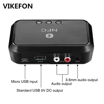 VIKEFON Bluetooth приемник NFC / USB диск за четене на музика стерео безжичен адаптер 3.5mm AUX / RCA автомобилен високоговорител Bluetooth аудио приемник