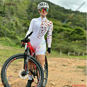 XAMA PRO Дамски професионален триатлон с дълъг ръкав Колоездачни костюми Комплекти Macaquinho Ciclismo Feminino Комплекти гащеризони One Piece