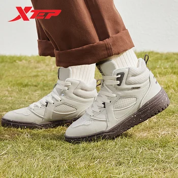 Xtep Langlang памучни обувки за жени 2023 Зимни уютни Fuzz Дамски спортни обувки High Top Street Style Sneakers 877418370011