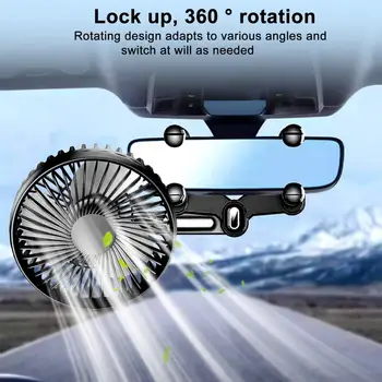  Автомобилен интериорен вентилатор Вентилатор за превозни средства Електрически въздушен вентилатор за камиони 360 градуса въртящ се голяма мощност Силен вятър не блокира Преглед на вентилатора за охлаждане на автомобила