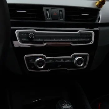 Автомобилен стайлинг Средна конзола CD панел Копче за копче на климатика Декорация на рамката Cover Trim за BMW X1 F48 2016-19 Интериорни аксесоари