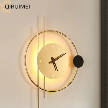 алуминиев LED стенни светлини Кръгъл часовник Вътрешен прост дом тела Фон на хола Декорации за дома Стенна светлина Luxuriou