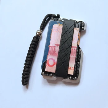 Алуминиев калъф за карти Модел от въглеродни влакна Мини портфейл от естествена кожа Мъже Жени Метални RFID блокиращи притежатели на кредитни карти за лична банка