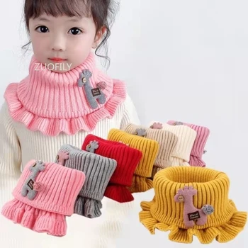 Бебешки шал зимен врат топло за деца деца момчета момичета вълнени плетени мустаци твърди топли плетене на една кука шалове карирана мода кукла
