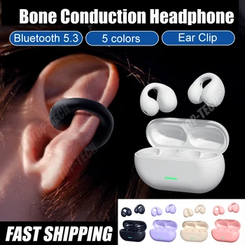 Безжична щипка за уши Слушалки за костна проводимост Bluetooth 5.3 Щипка за ухо на ухото Спортни слушалки Куки за слушалки с микрофон