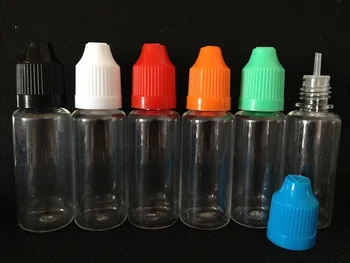 Безплатна доставка 200pcs PET 20ml пластмасова бутилка капкомер с обезопасена от деца капачка и дълги фини съвети за E сок, празни бутилки с капкомер