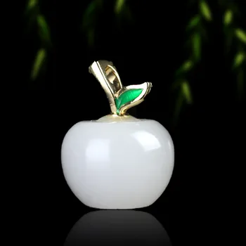  Бяла ябълка Висококачествена висулка за бижута Естествено златно копринено нефритено колие Изящни фестивални аксесоари за подаръци Бутикова верига