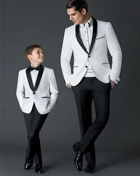  Бяло палто панталони мъже костюми 2бр шал ревера бизнес случайни висококачествени мъжки костюми сватба смокинги (яке + панталони) по поръчка