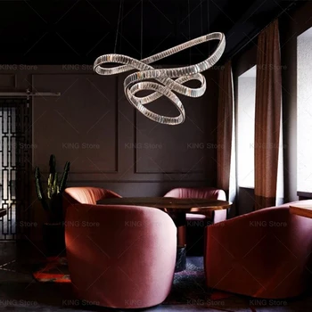 Вила празен хол полилей дизайнер светлина луксозно изкуство стълбище дуплекс атмосфера ресторант кристал висящи осветление