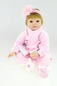 Висококачествена симулация Babydoll внесени мохер кукла силиконови винил играчки мек памук тяло деца рожден ден подарък