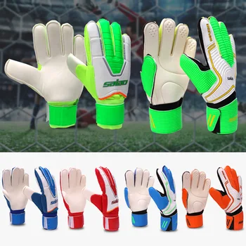 възрастни размер 9 вратар ръкавици латекс сгъсти против хлъзгане ръка защитни спортни ръкавици футбол вратар ръкавици с пръст охрана