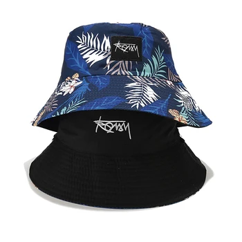 Голяма периферия Рибарска шапка Reversible Хавай Корейска пролетна лятна шапка за мъже Жени Улично облекло Панама шапка Боб хип-хоп кофи капачка