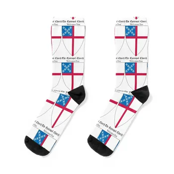 Епископалният църковен щит с Ви приветства 1 Чорапи голф ретро японски мода деца Дамски чорапи Мъжки