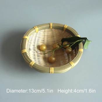 Естествена бамбукова кошница Ръчно тъкана кръгла кошница с плодове за измиване на зеленчуци