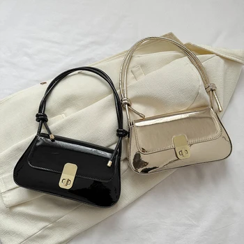 Жените Crossbody чанта завързани презрамки ярки PU случайни чанти мода проста закопчалка затваряне твърди женски пратеник чанта