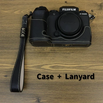 За Fujifilm XS20 камера PU кожен калъф половин долен капак база за монтаж с анти-изгубена ръчна каишка за аксесоари Fujifilm X-S20