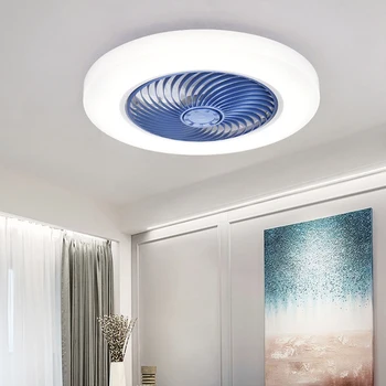 Интелигентни таванни вентилатори със светлини Дистанционно управление 46/52/58cm Въздушни невидими остриета Безшумна вентилаторна лампа за спалня декор хол