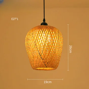Класически бамбук тъкане полилей лампа ръчно изработени висулка лампа висящи Led таван тела ратан тъкани дома спалня декори