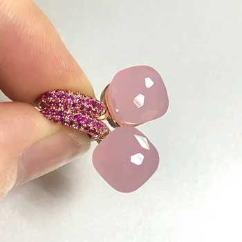 Класически бонбони цвят обеци инкрустация лилаво циркон 30Colors кристални обеци розово злато покритие модни бижута за жени