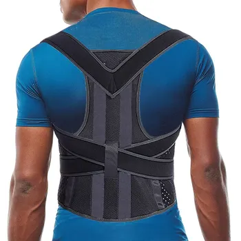 Коректор на стойката на гърба за мъже Жени Обратно лумбална рамо поза подкрепа Облекчаване на болката Мускулна памет Подкрепа за изправяне