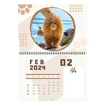 Котка топка календар Смешни котки календар дебела хартия месечен котка стена календар сладък котка задници календар за дома Офис & училище