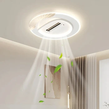 кръгла акрилна скандинавски стил минималистичен LED таван вентилатор със светлина за спалня хол модерен без остриета таван вентилатор светлина