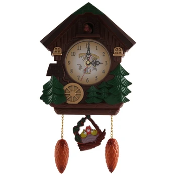 къща форма 8 инча стена часовник кукувица часовник реколта птица звънец таймер хол махало часовник занаятчийски изкуство часовник дома декор