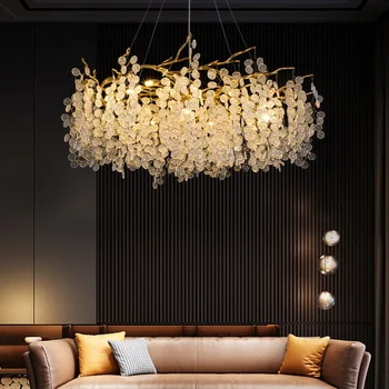 Луксозен дизайн клон полилей осветление за хол спалня Luminare Plafonnier злато трапезария Hanglamp