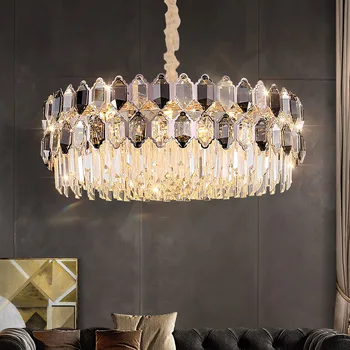 Луксозни LED светлина кристал таван полилеи висулка овал модерни висящи лампи за таван декорация на дома за трапезария декор