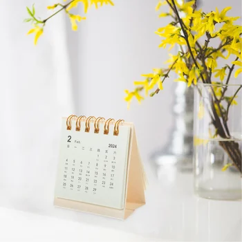 Мини настолен календар Преносима творческа бележка Декорация на домашен офис Малък стоящ флип настолен календар Месечен плановик