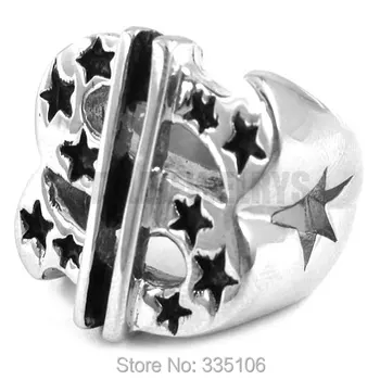 Мода долар знак пръстен със звезди от неръждаема стомана бижута мода мотор велосипедист мъже пръстен на едро SWR0225A