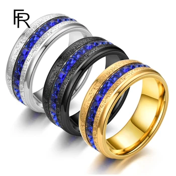 Мода едноредов диамантен титанов стоманен пръстен мъжки леки луксозни ниши диамантен пръстен модни бижута