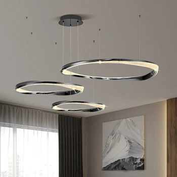 Модерен LED полилей за хол Кратък дизайн Домашен декор Окачете лампа Спалня Кухня остров дизайн пръстен осветително тяло
