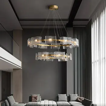 Модерна LED лъскава вода вълни стъклен полилей светлина за хол спалня ресторант остров бар кухня луксозна висяща лампа