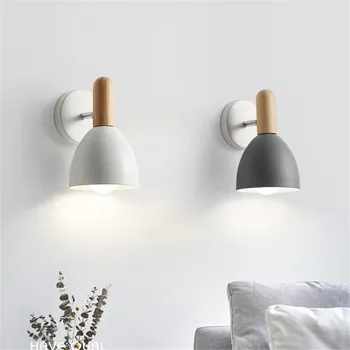 Модерна светодиодна лампа за стена скандинавско дърво алуминиеви свещи осветление за нощно шкафче кухня читалня вътрешен минималистичен декорация светлини
