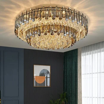 Модерни луксозни LED плафониери за спалня, хол, трапезария, кръг, кристал, голяма лампа, декорация на дома, висящо осветително тяло