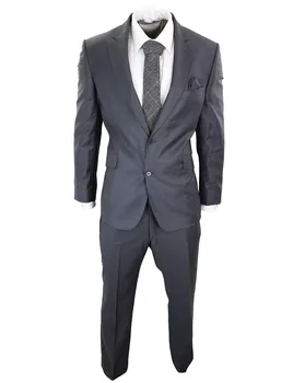 Мъжки бизнес костюм Яке с две копчета с панталони 2-парче за официално сватбено парти на младоженеца