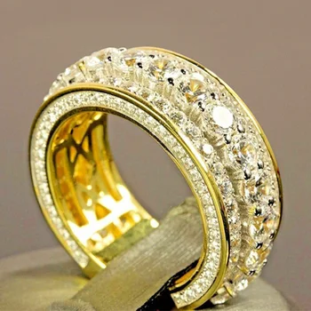 Нов микро покритие с 18KRGP злато напълнени мода ретро кубичен цирконий годежен пръстен бижута за жени мода обещание пръстени