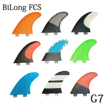 Нов сърф плавници 3PCS комплект за BiLong FCS кутия G7 размер фибростъкло пчелна пита с въглерод L размер Quilhas сърф перка Tri Fin