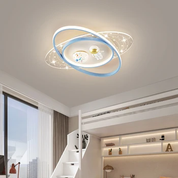 Нови модерни светодиодни полилеи лампи за дома Детска стая Учебна спалня Бебе Карикатура Сини облаци Астронавт таван осветителни тела
