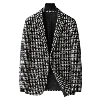 Ново пристигане мода есен светлина луксозна карирана мъжки костюм палто с две копчета блейзъри плюс размер XL 2XL 3XL 4XL 5XL 6XL 7XL