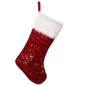 Персонализирани коледни чорапи с бял супер мек плюшен маншет Коледа чорапи за семейни коледни празници сезон парти декор